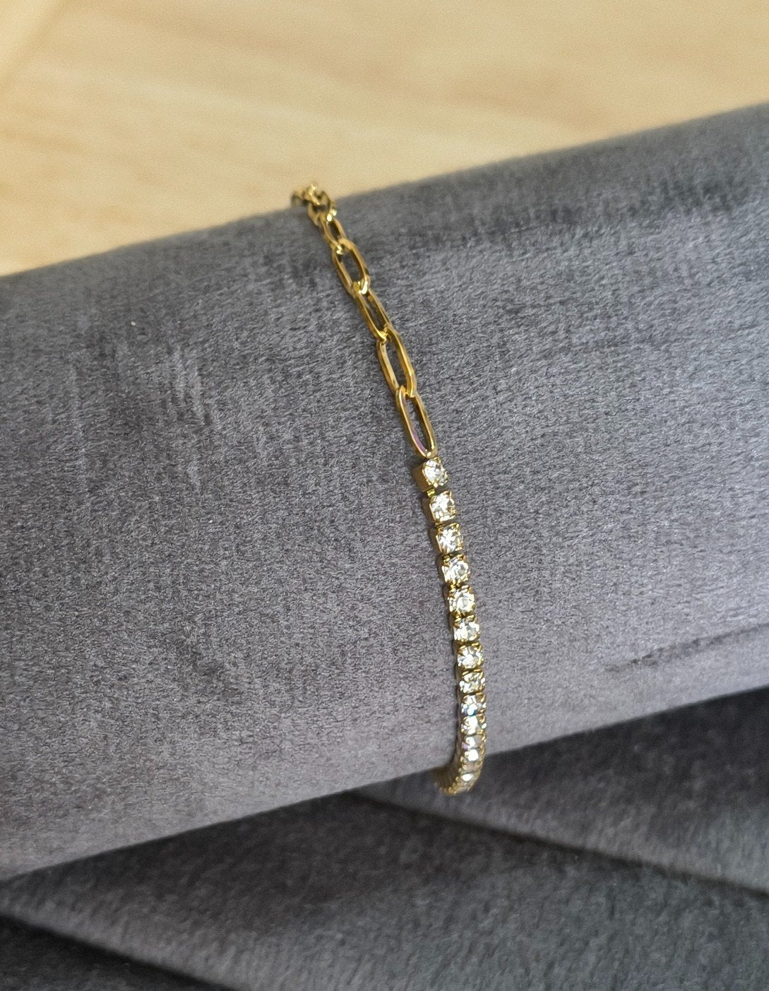 Anti Tarnish Bracelet Dainty Tennis Bracelet 18K Gold Plated