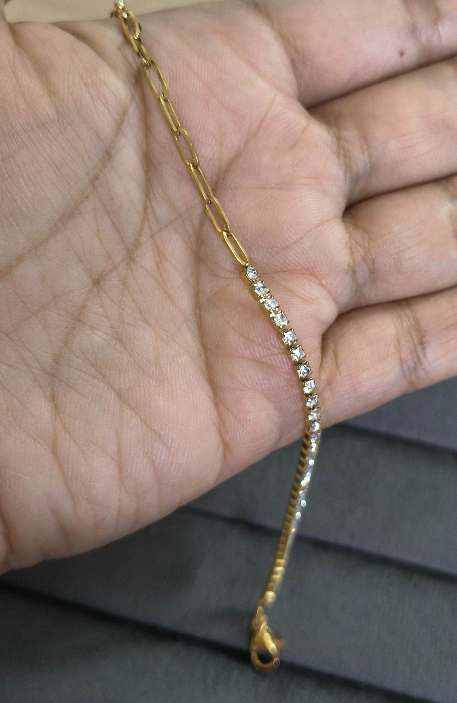 Anti Tarnish Bracelet Dainty Tennis Bracelet 18K Gold Plated