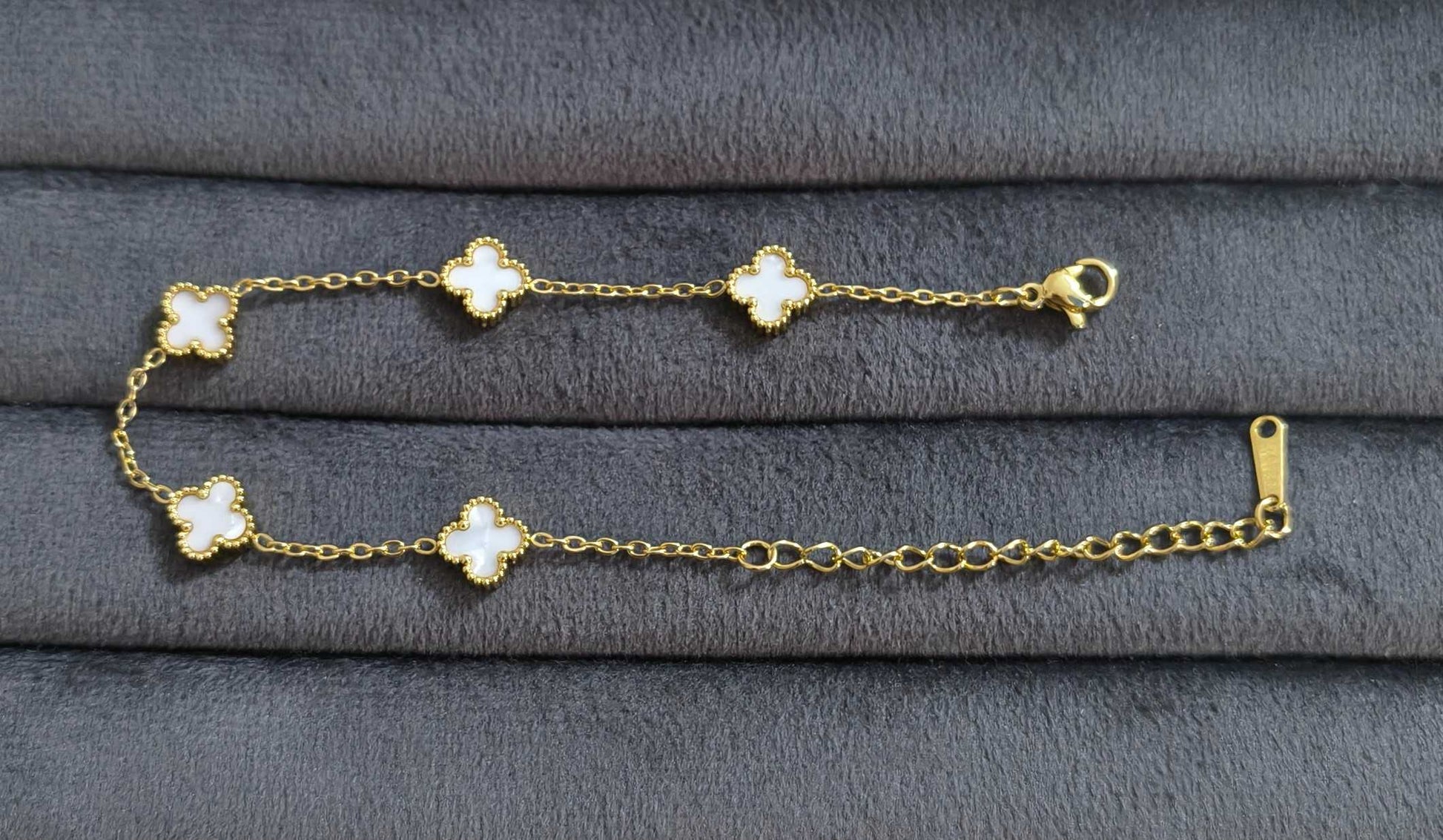 Anti Tarnish Clover Bracelet Dainty Bracelet 18K Gold Plated