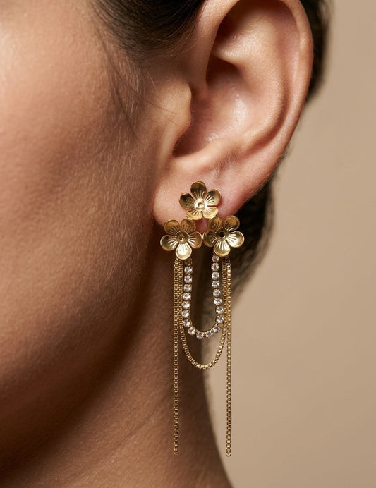 Korean Flower Ear Stud Earrings For Women