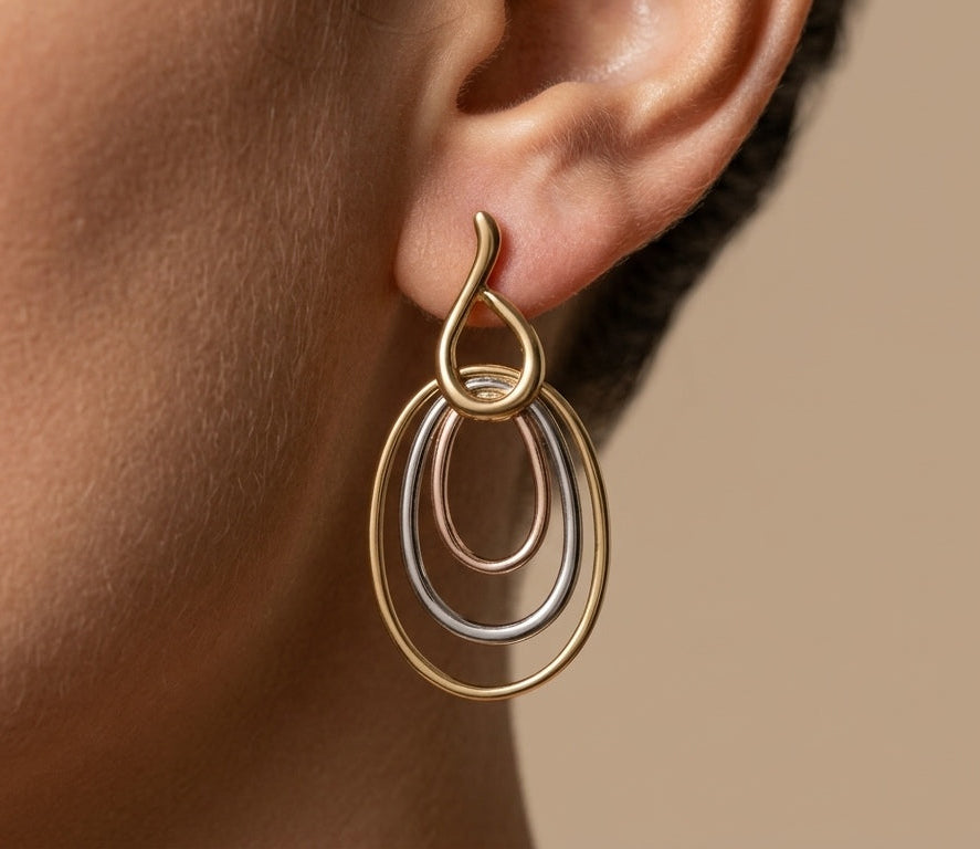 Korean Golden Lines Gold Earrings for Women