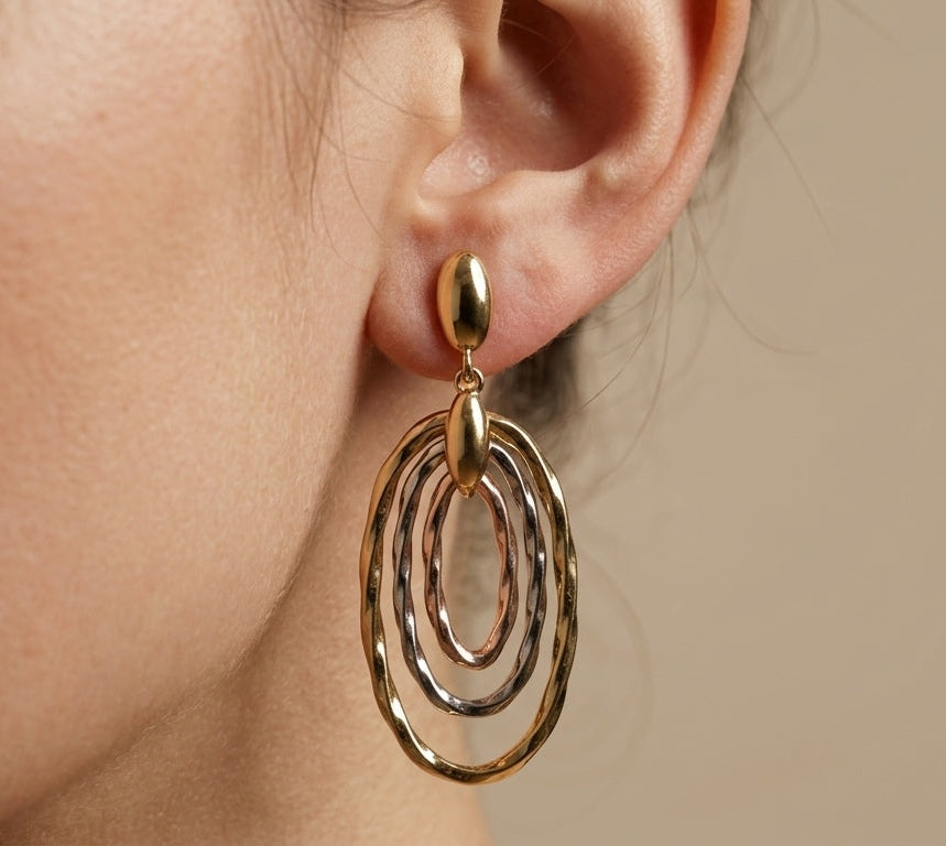 Korean Golden Lines Gold Earrings for Women