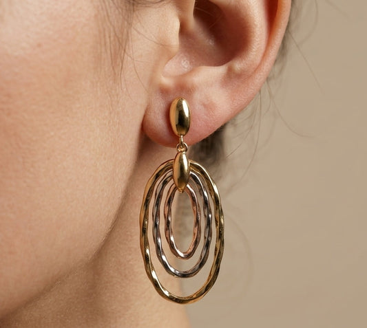 Korean Golden Lines Gold Earrings for Women