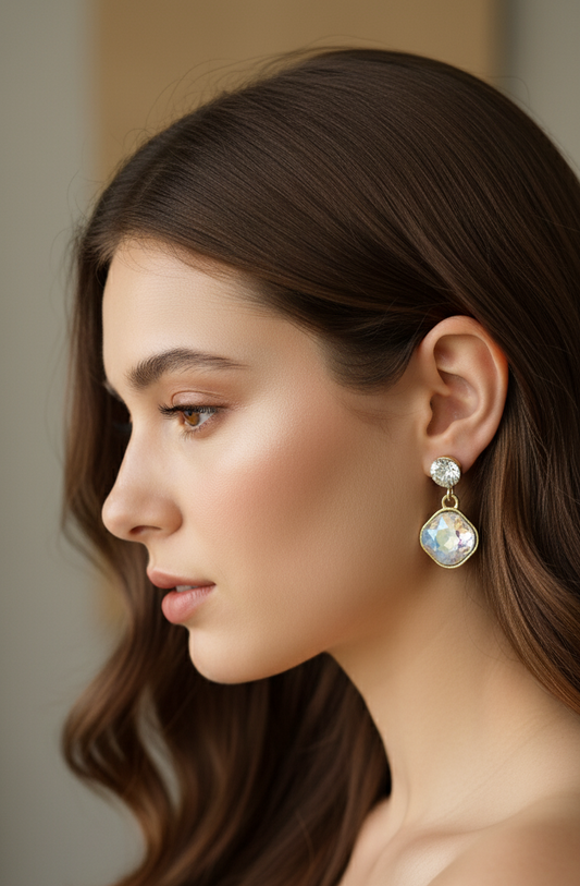 Korean Party Statement Stone Studded Earrings