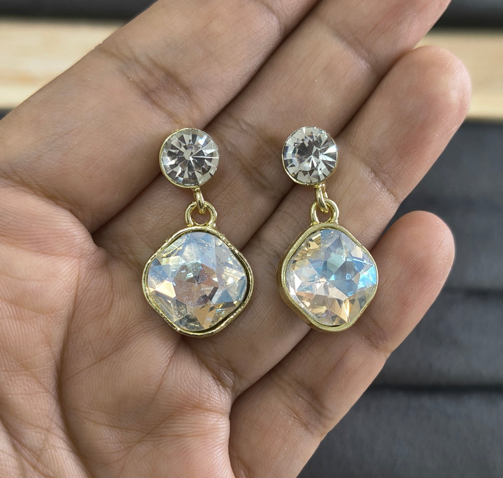 Korean Party Statement Stone Studded Earrings