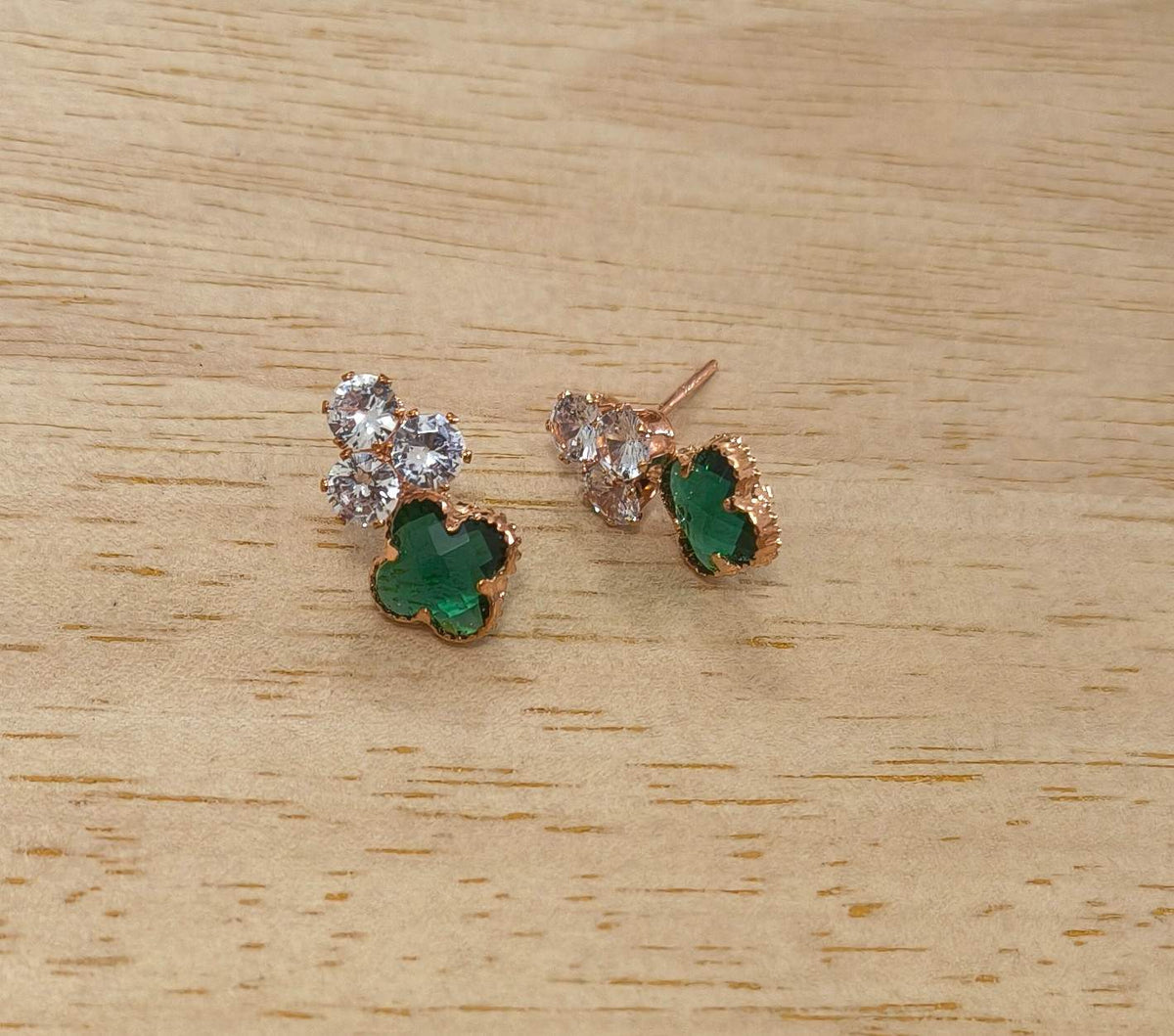 Korean Rosegold Stone Studded Crown Shaped Gold Earrings