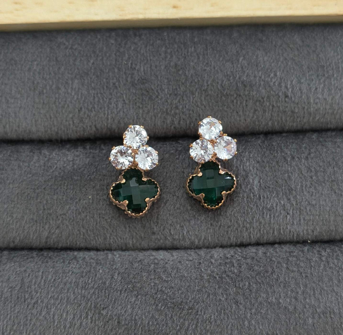 Korean Rosegold Stone Studded Crown Shaped Gold Earrings