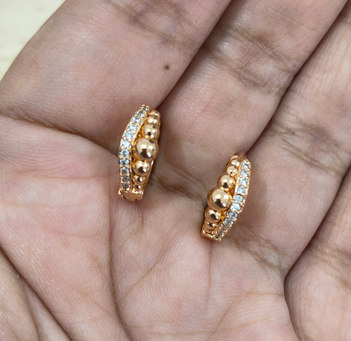 Korean Style Tiny Crown Shape Bali Rosegold Earrings