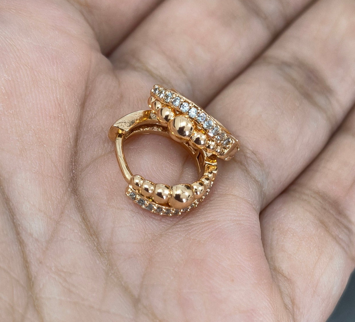 Korean Style Tiny Crown Shape Bali Rosegold Earrings