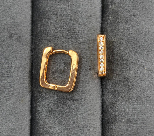 Korean Style Tiny Square Hoop Bali Rosegold Earrings