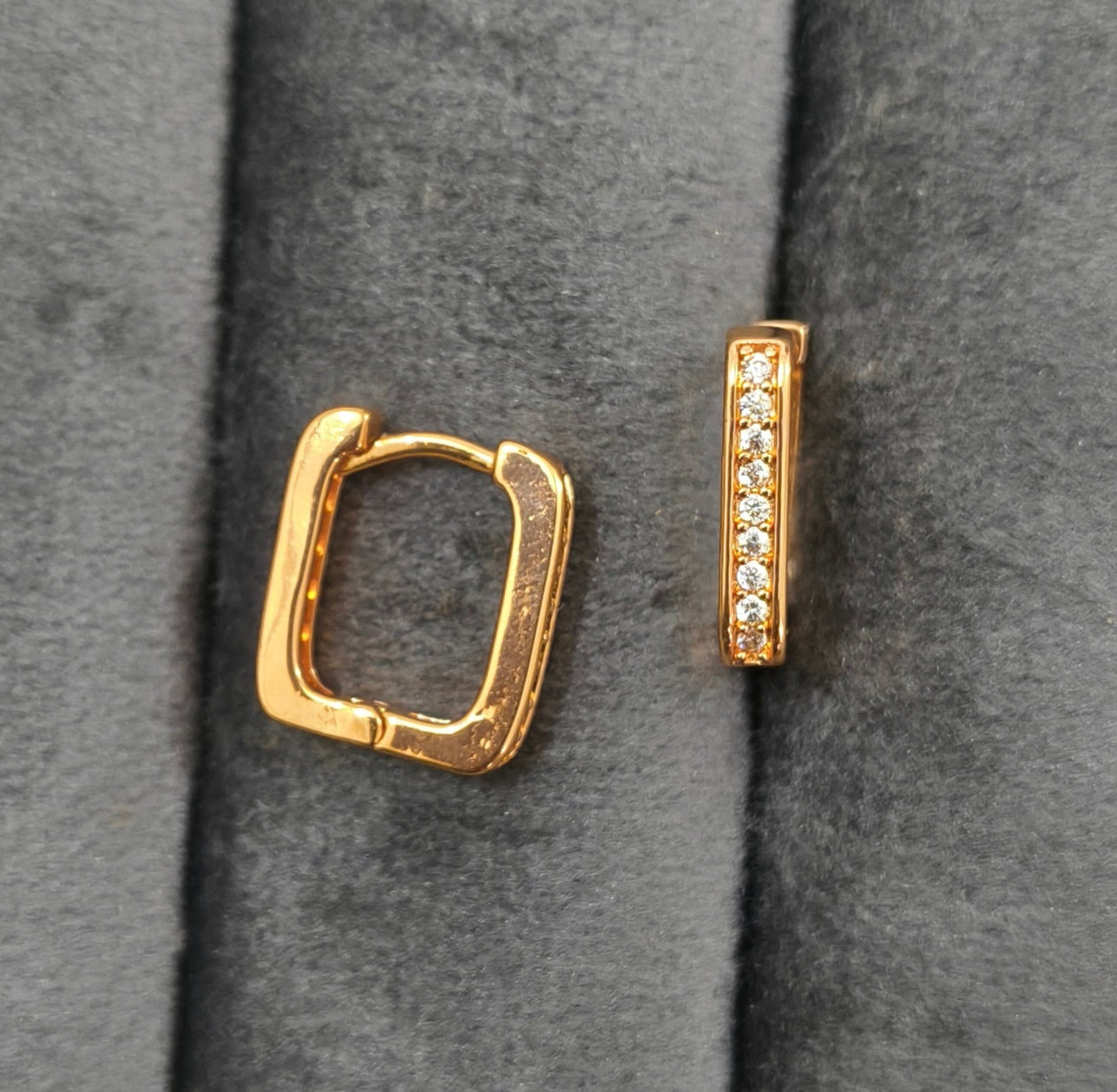 Korean Style Tiny Square Hoop Bali Rosegold Earrings