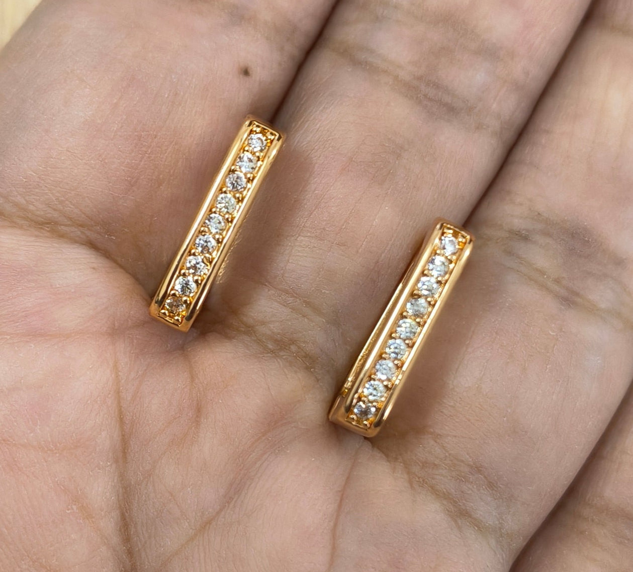 Korean Style Tiny Square Hoop Bali Rosegold Earrings