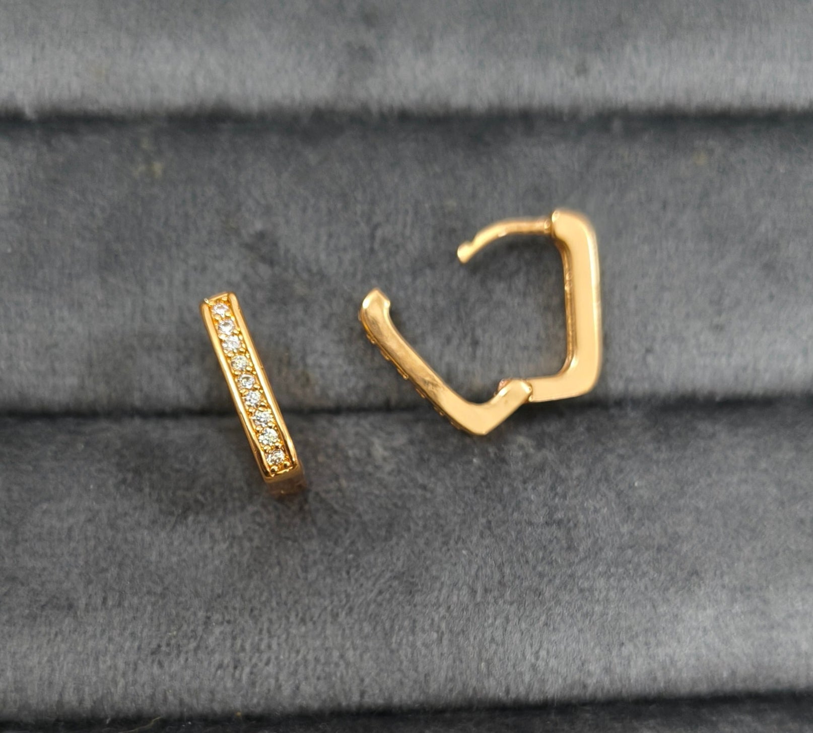 Korean Style Tiny Square Hoop Bali Rosegold Earrings