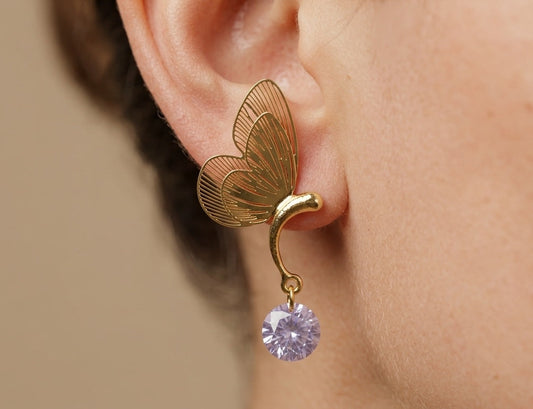 Korean White Butterfly Ear studs Earrings For Women