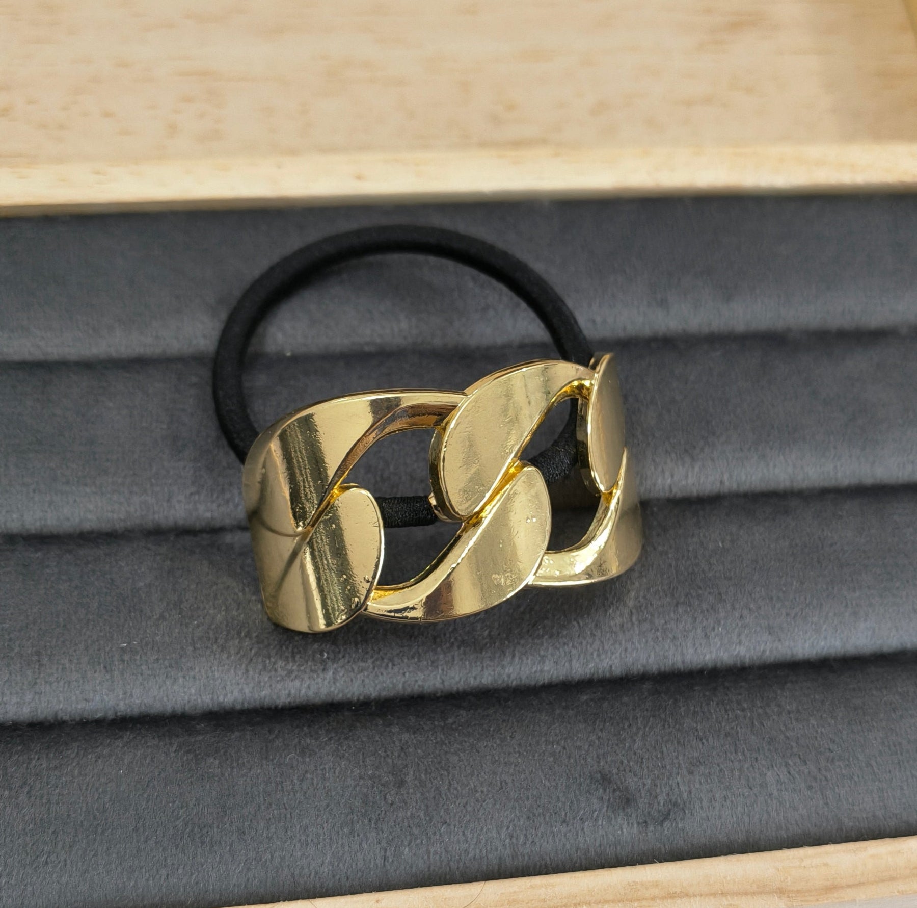 Link Style Golden Cuff Hair Band 18K Gold Plated