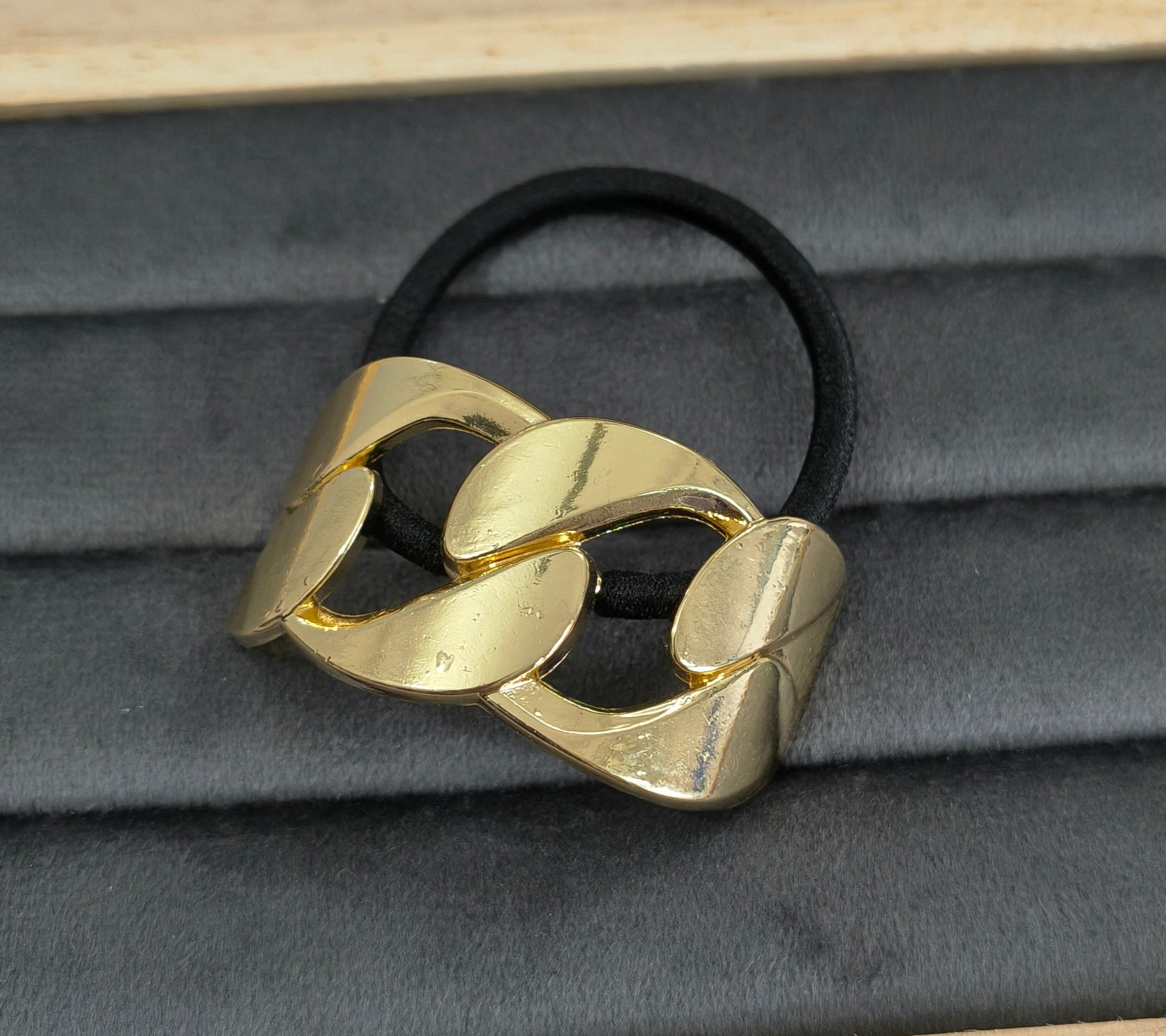 Link Style Golden Cuff Hair Band 18K Gold Plated