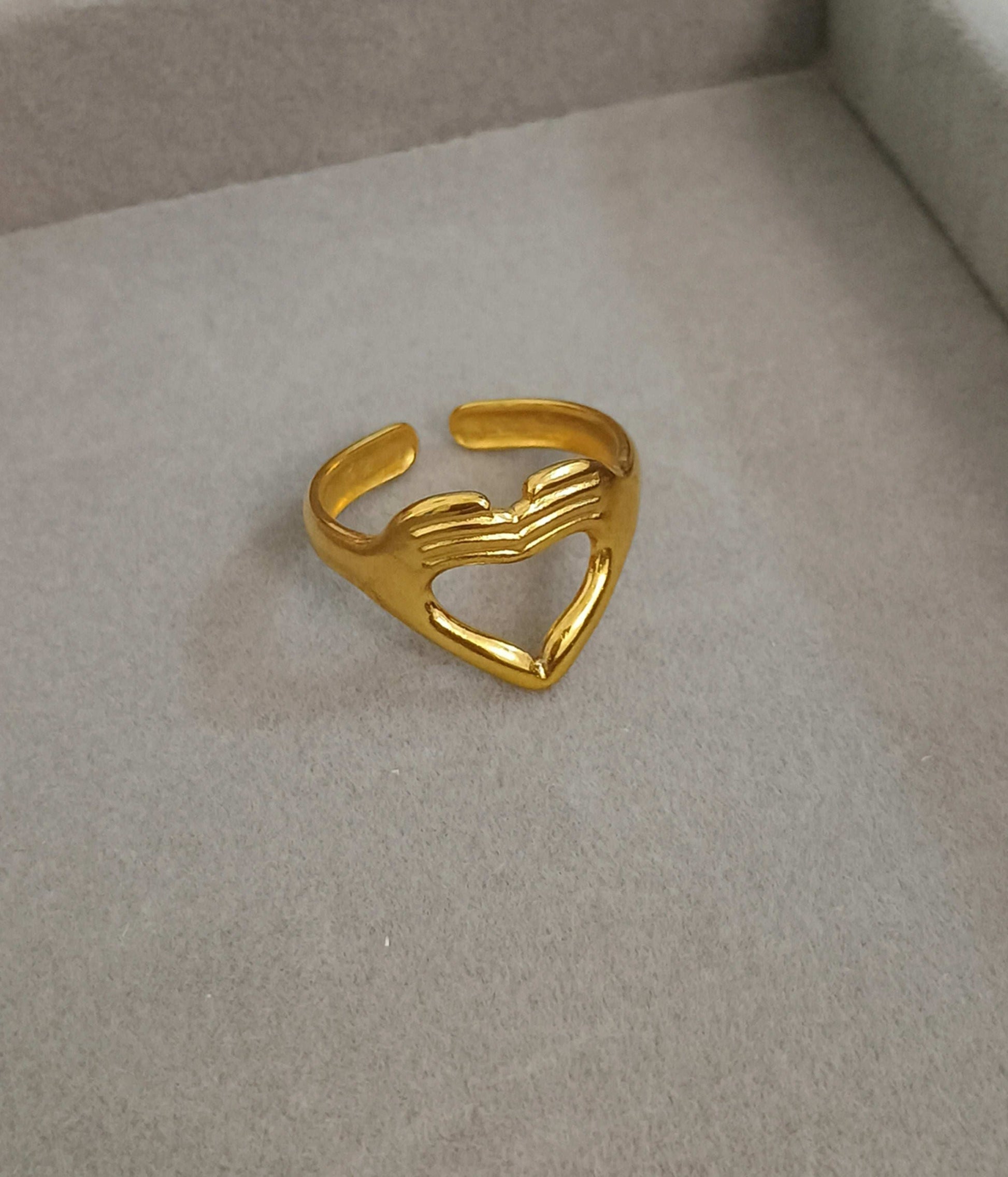 Love Knot Detailed Adjustable 18K Gold Plated Ring