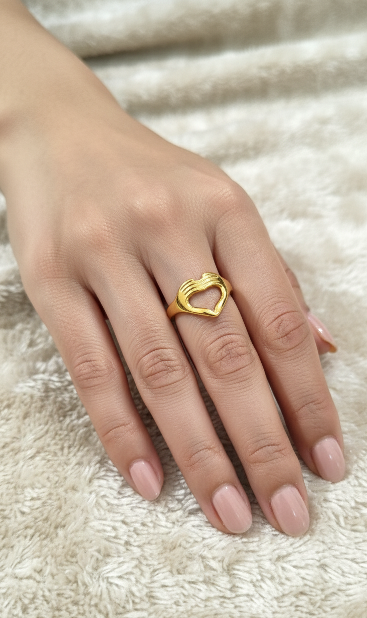 Love Heart Sign Adjustable 18K Gold Plated Ring