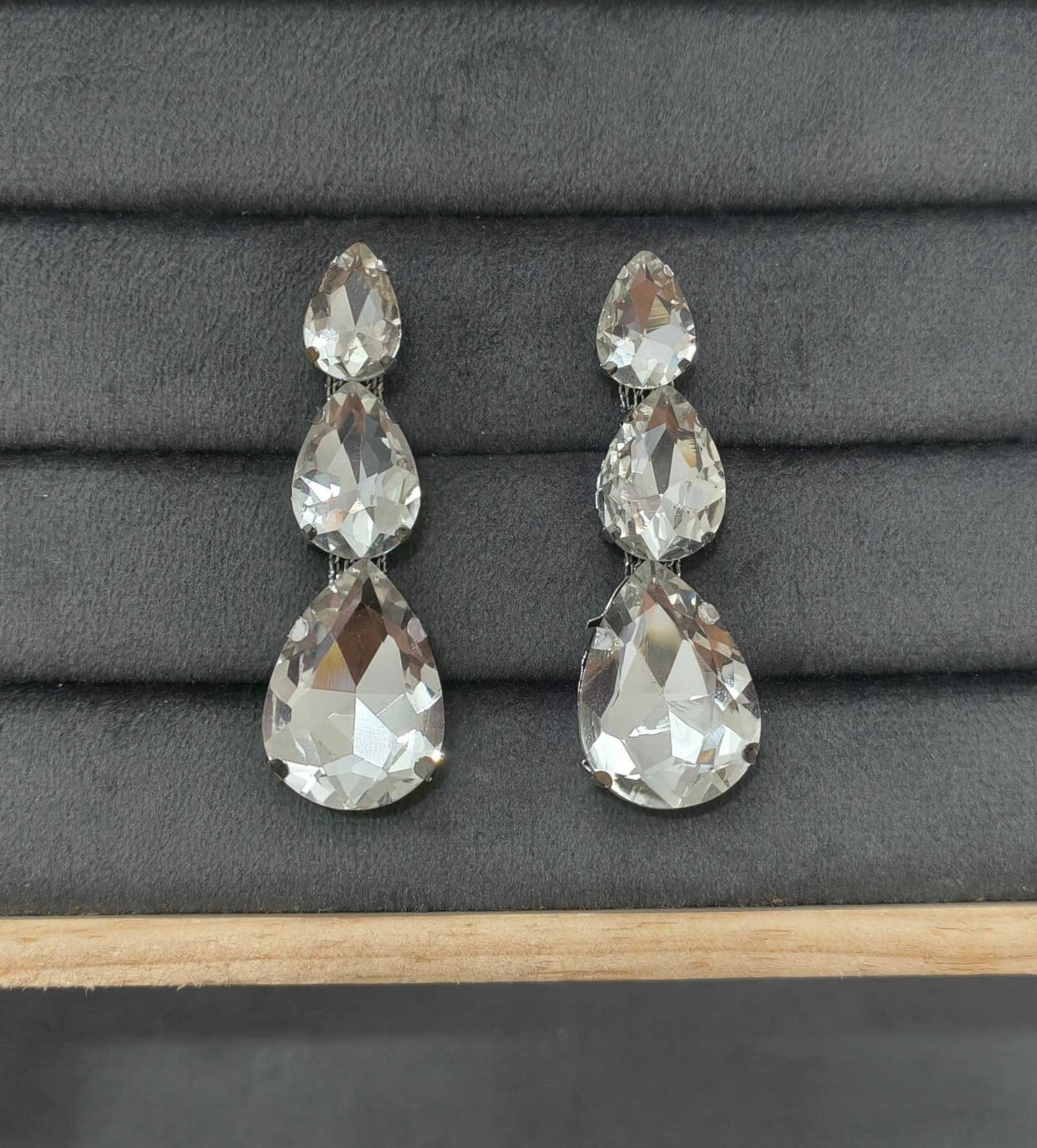 Luxury Party Look Shiny White Glass Stone Dangler Earrings