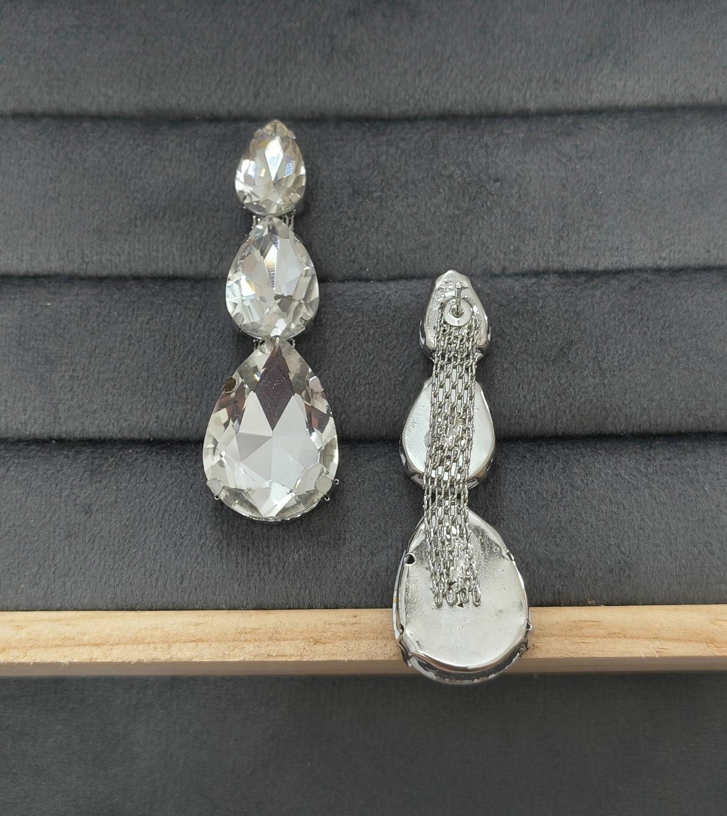 Luxury Party Look Shiny White Glass Stone Dangler Earrings