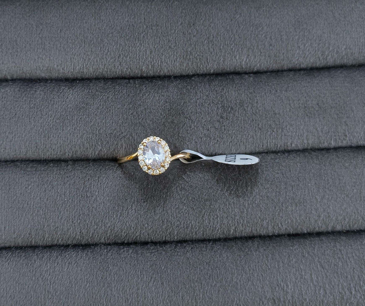 Oval Cut Diamond 18K Gold Plated Antitarnish Ring
