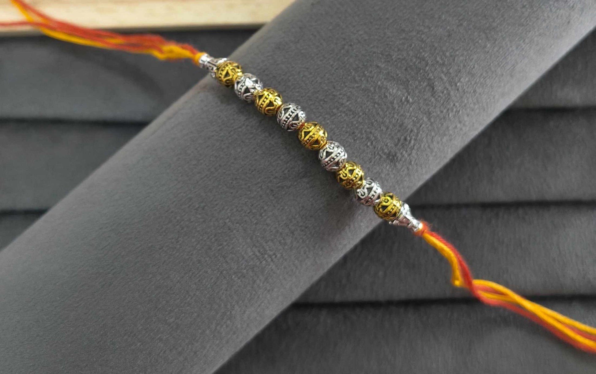 Premium Designer Dual-Tone Beads Rakhi for Brother