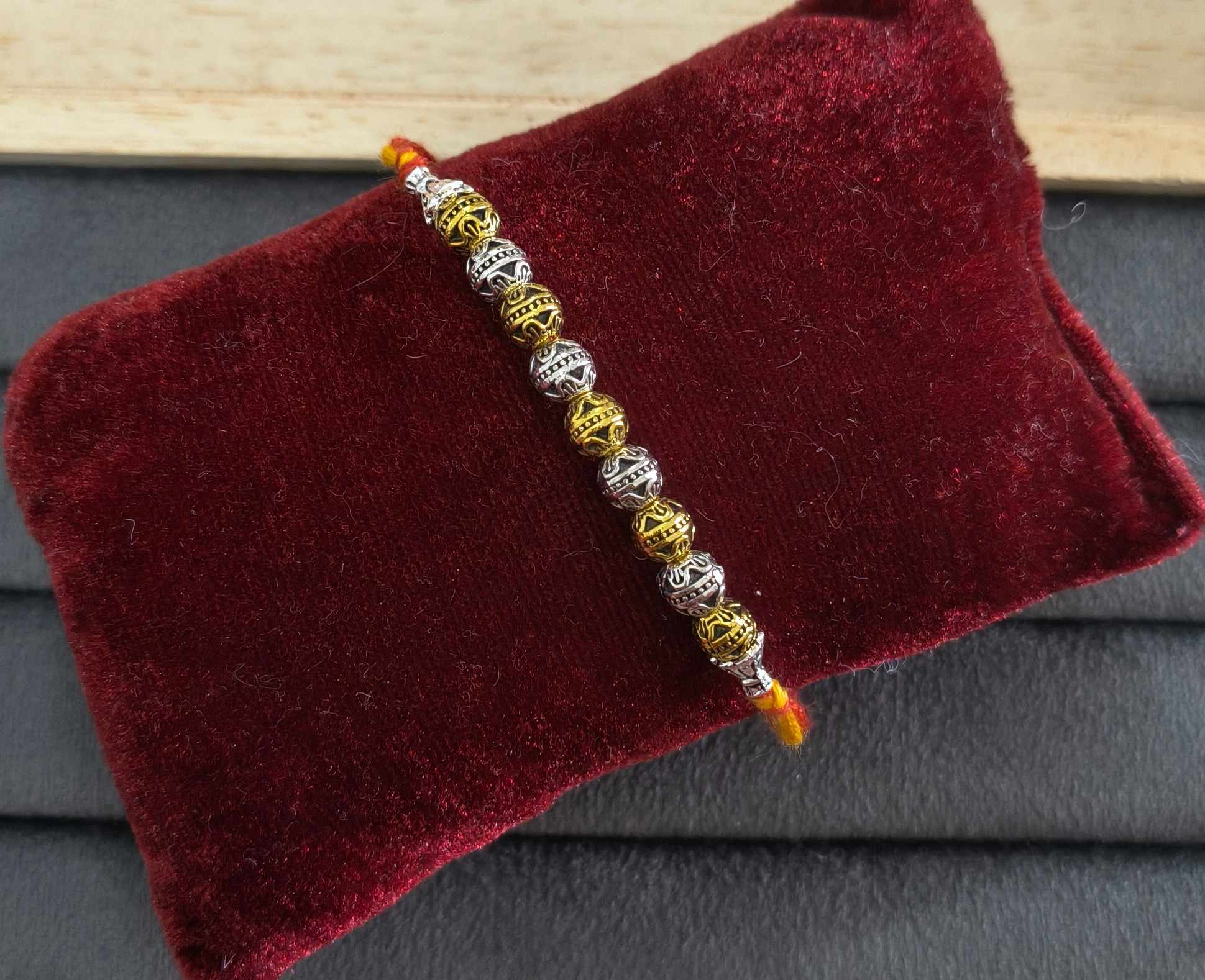 Premium Designer Dual-Tone Beads Rakhi for Brother