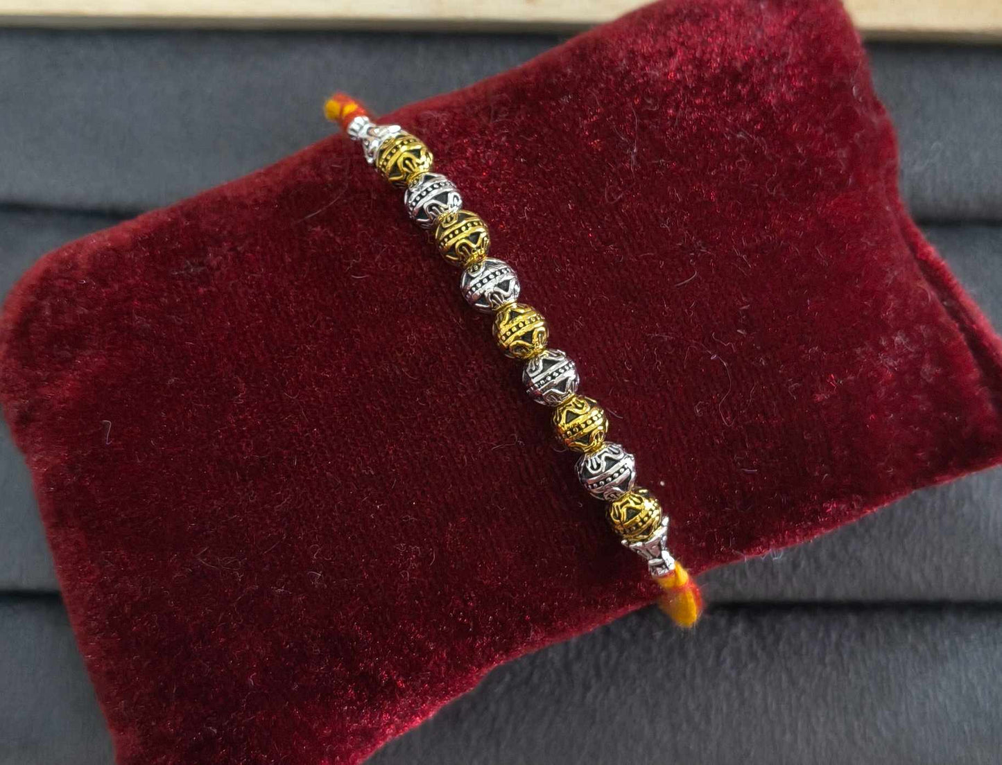 Premium Designer Dual-Tone Beads Rakhi for Brother