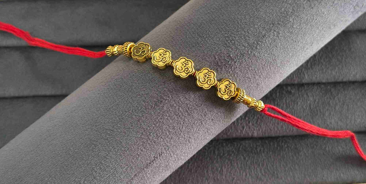 Premium Designer Golden Om Charms Rakhi for Brother