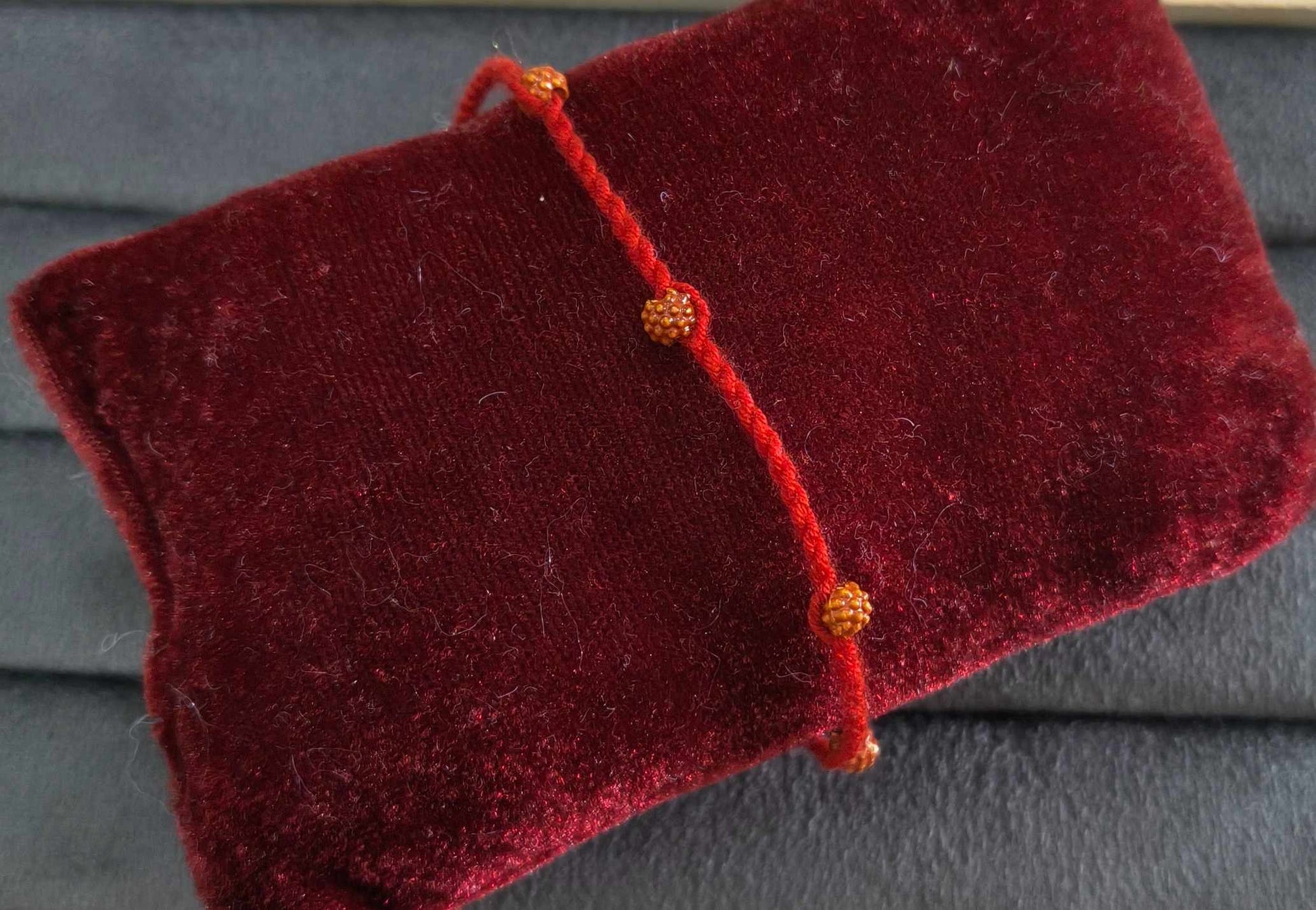 Premium Handcrafted Red Yellow Thread Rakhi for Brother