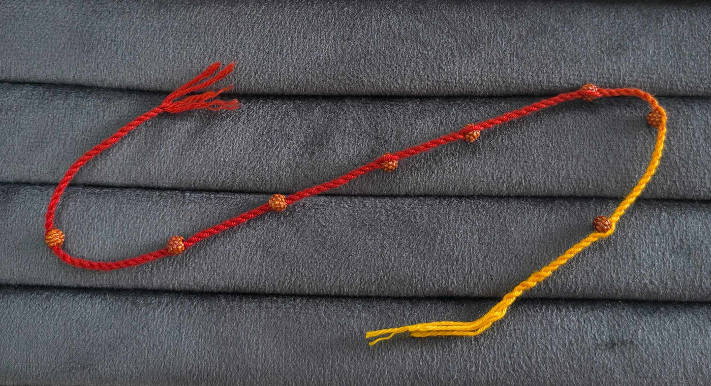 Premium Handcrafted Red Yellow Thread Rakhi for Brother