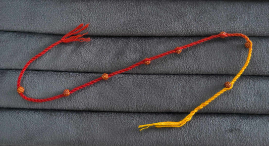 Premium Handcrafted Red Yellow Thread Rakhi for Brother