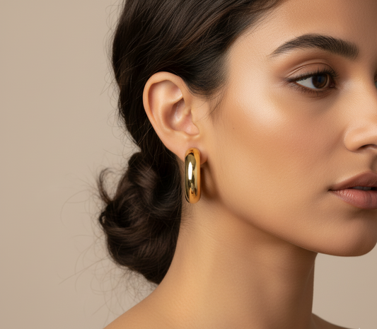Premium Lightweight Golden Hoop Earrings - Fancy