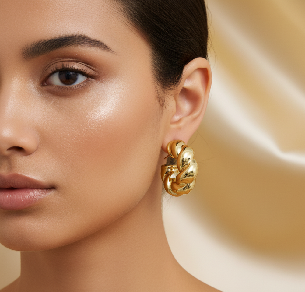 Premium Lightweight Golden Swirl Hoop Earrings