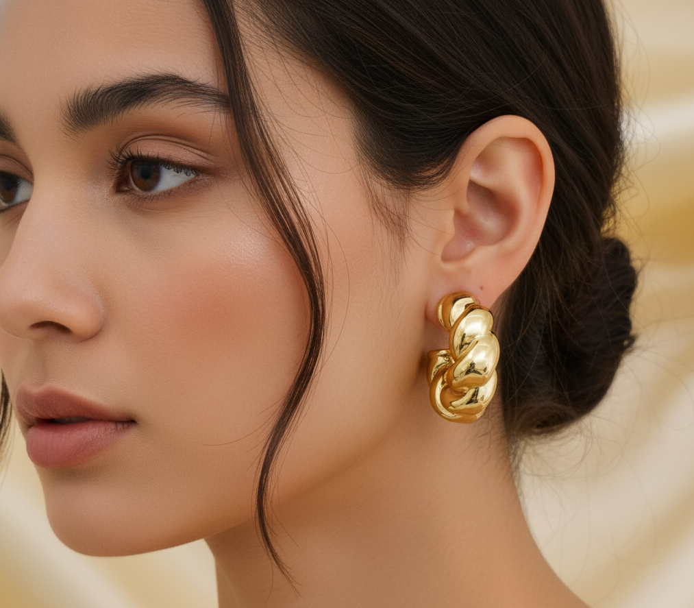 Premium Lightweight Golden Swirl Hoop Earrings