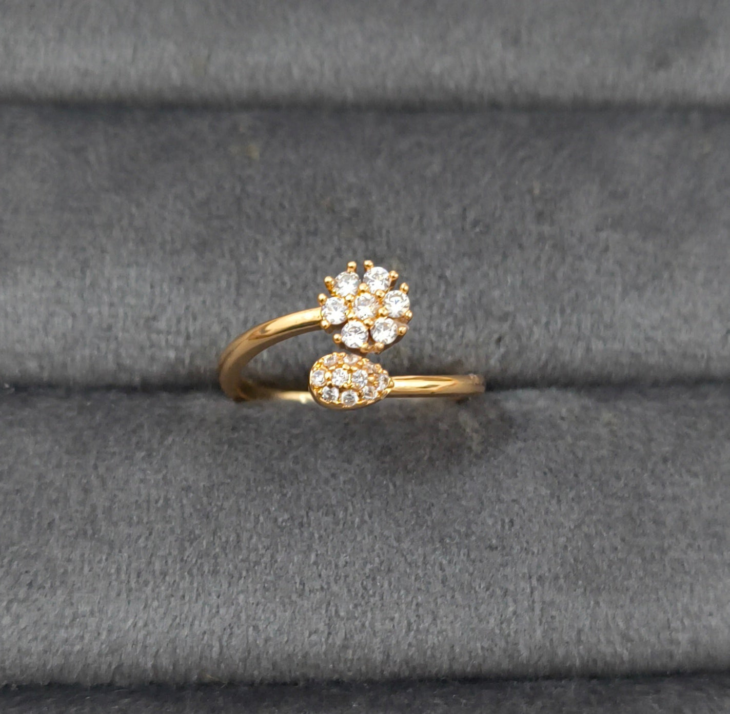 Premium Quality Adjustable Diamond Studded Blooms Open Ring