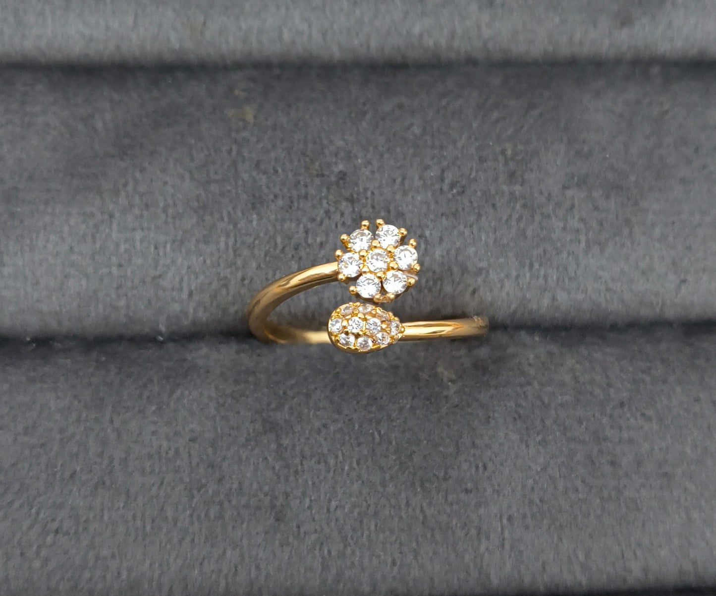 Premium Quality Adjustable Diamond Studded Blooms Open Ring