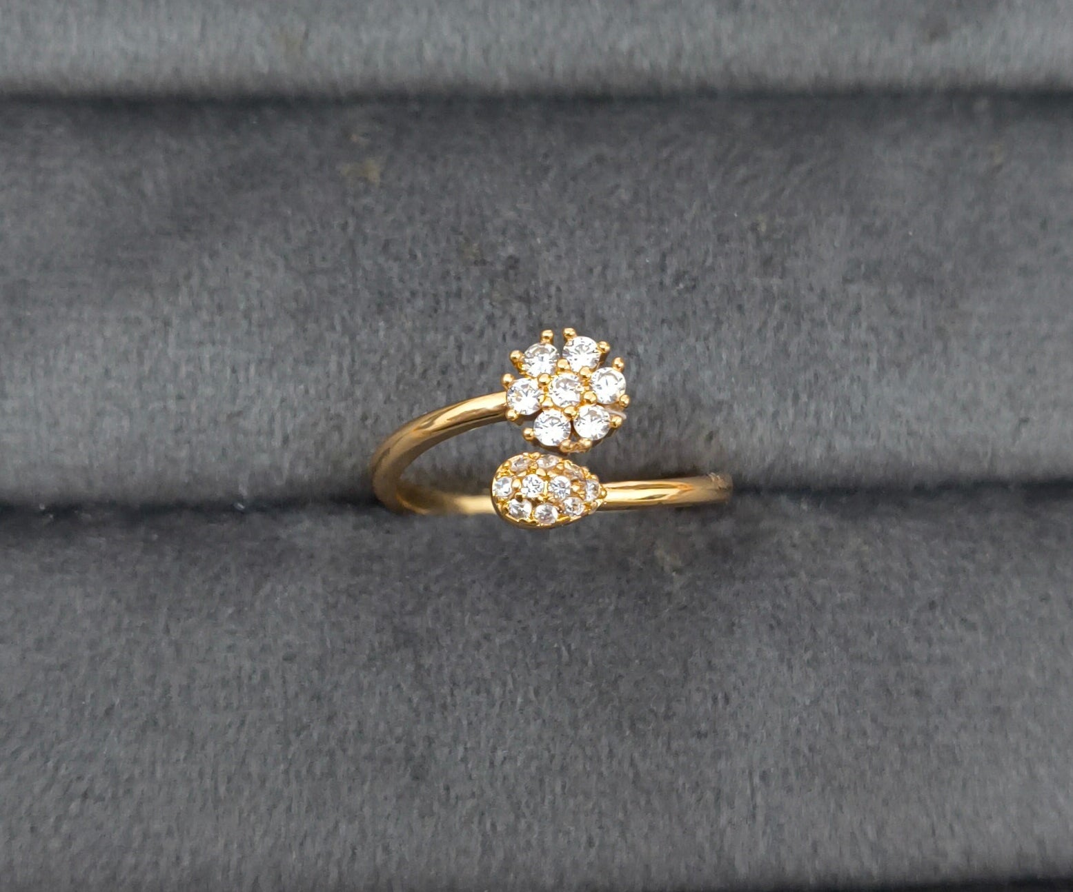 Premium Quality Adjustable Diamond Studded Blooms Open Ring