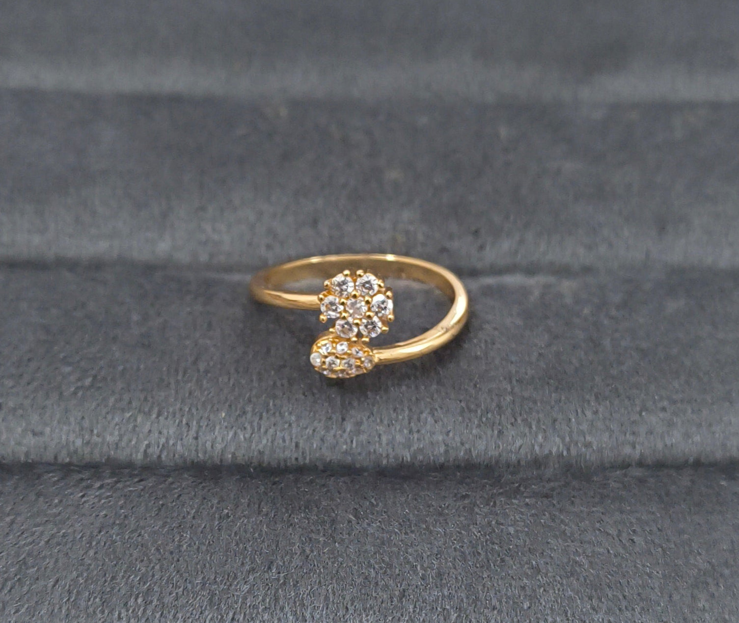 Premium Quality Adjustable Diamond Studded Blooms Open Ring