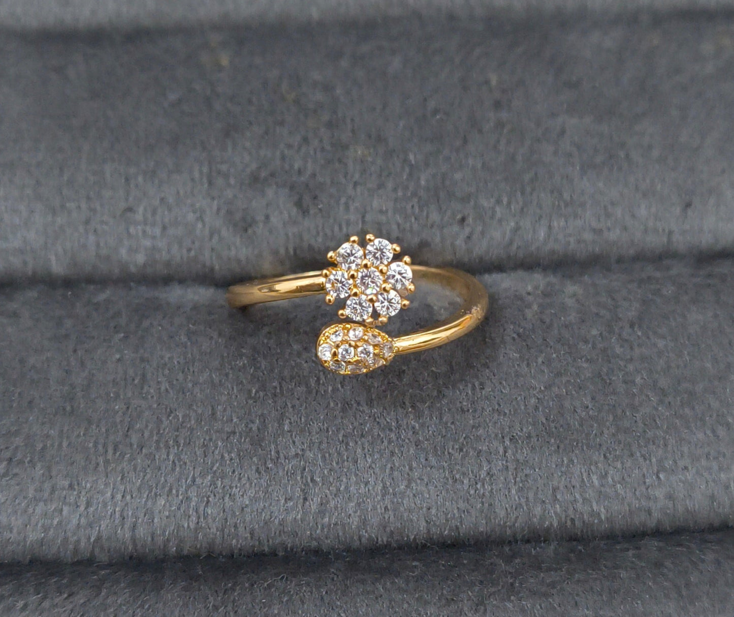 Premium Quality Adjustable Diamond Studded Blooms Open Ring