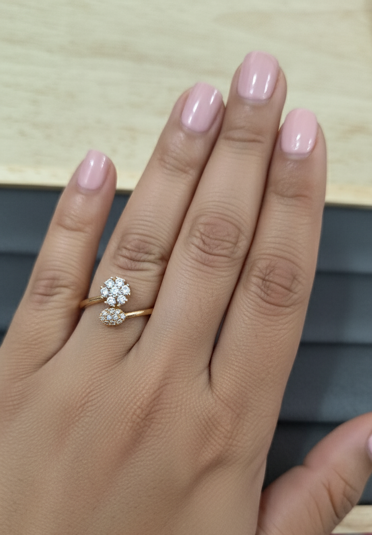 Premium Quality Adjustable Diamond Studded Blooms Open Ring