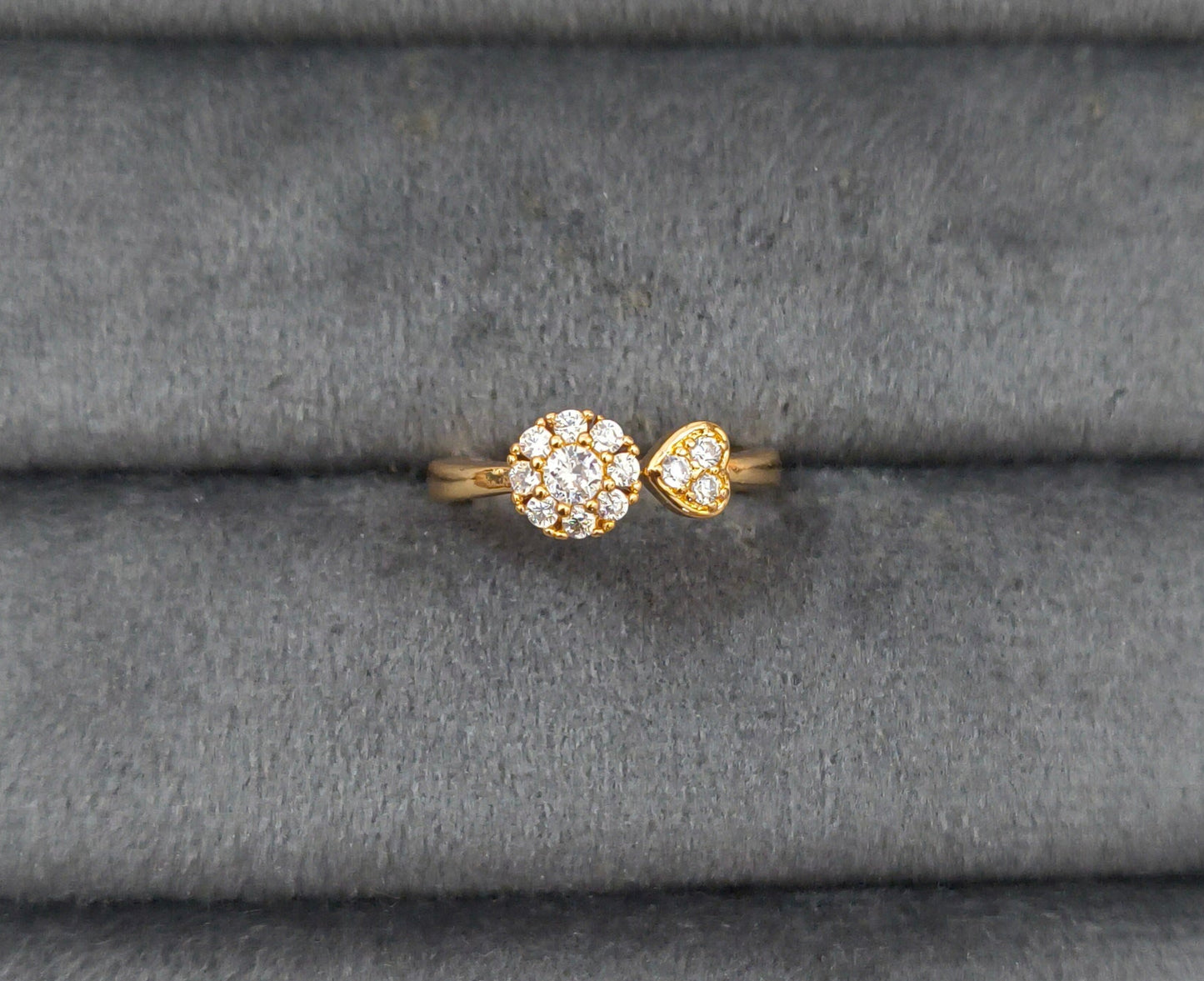 Premium Quality Adjustable Diamond Studded Floral Open Ring