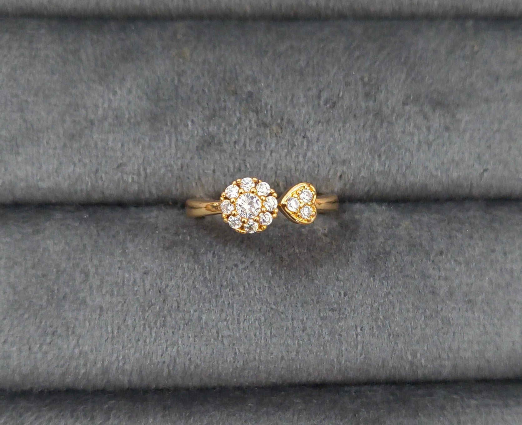 Premium Quality Adjustable Diamond Studded Floral Open Ring