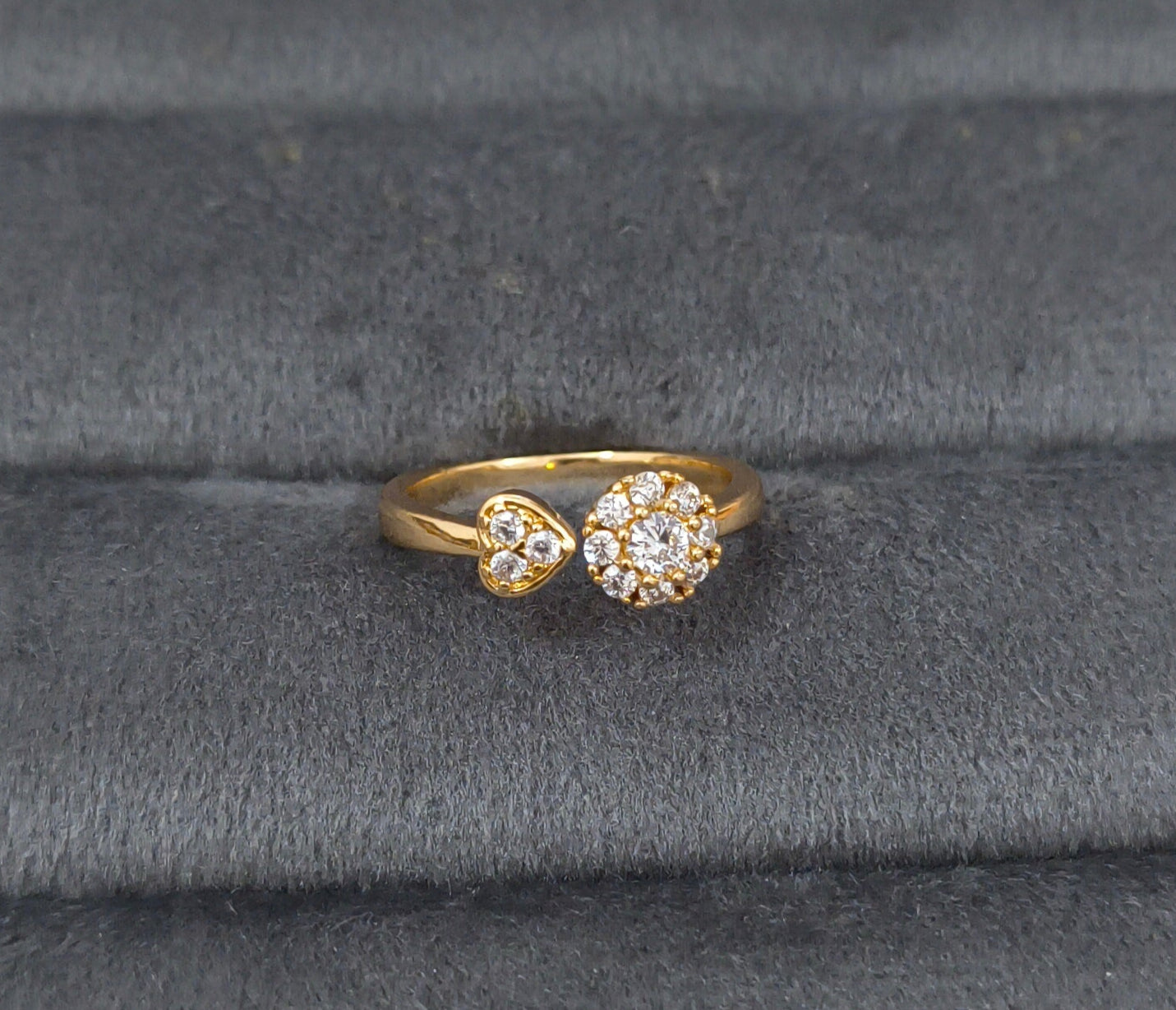 Premium Quality Adjustable Diamond Studded Floral Open Ring
