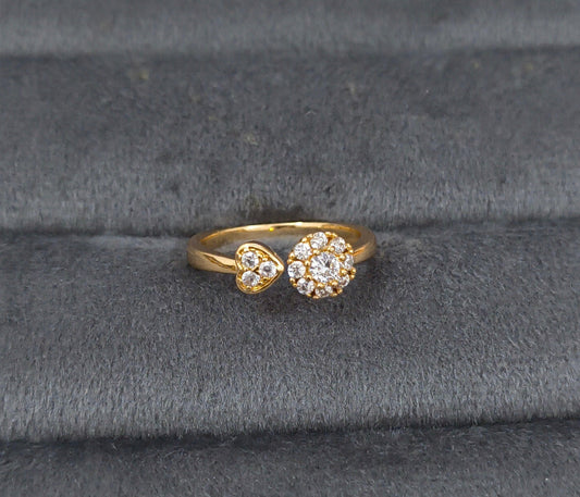Premium Quality Adjustable Diamond Studded Floral Open Ring