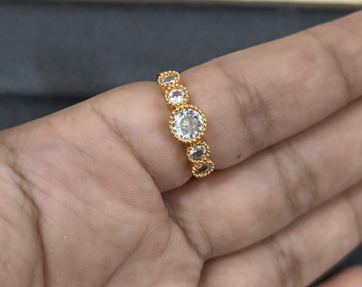 Premium Quality Adjustable Five Stone Eternity Ring