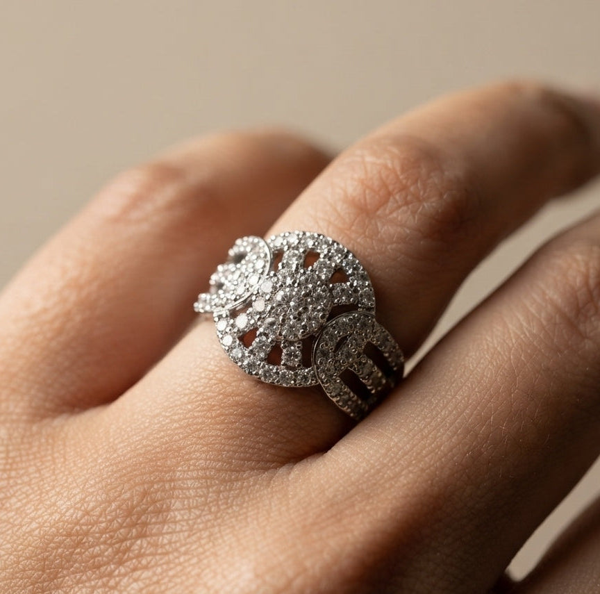 Premium Quality Silver Dazzling Engagement Band Ring