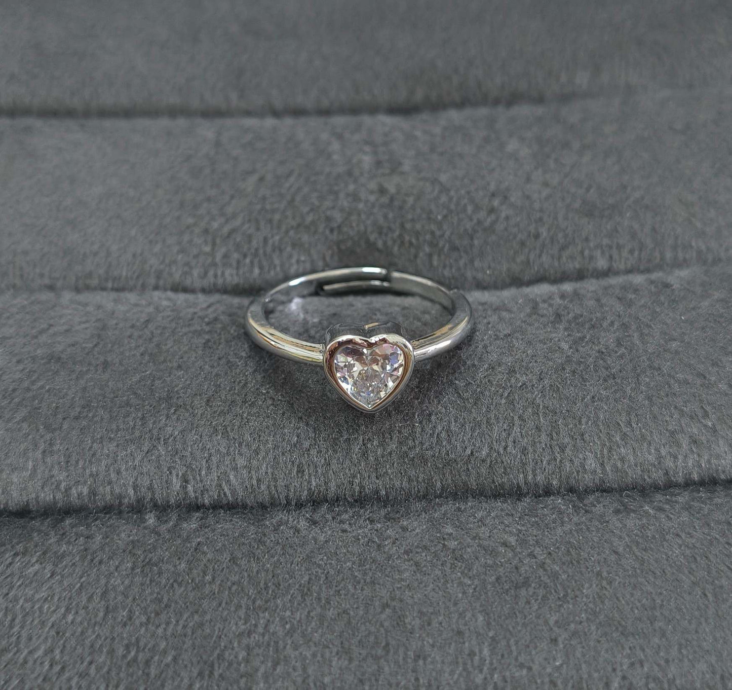Premium Quality Sparkling Heart Stone Ring Silver Plated
