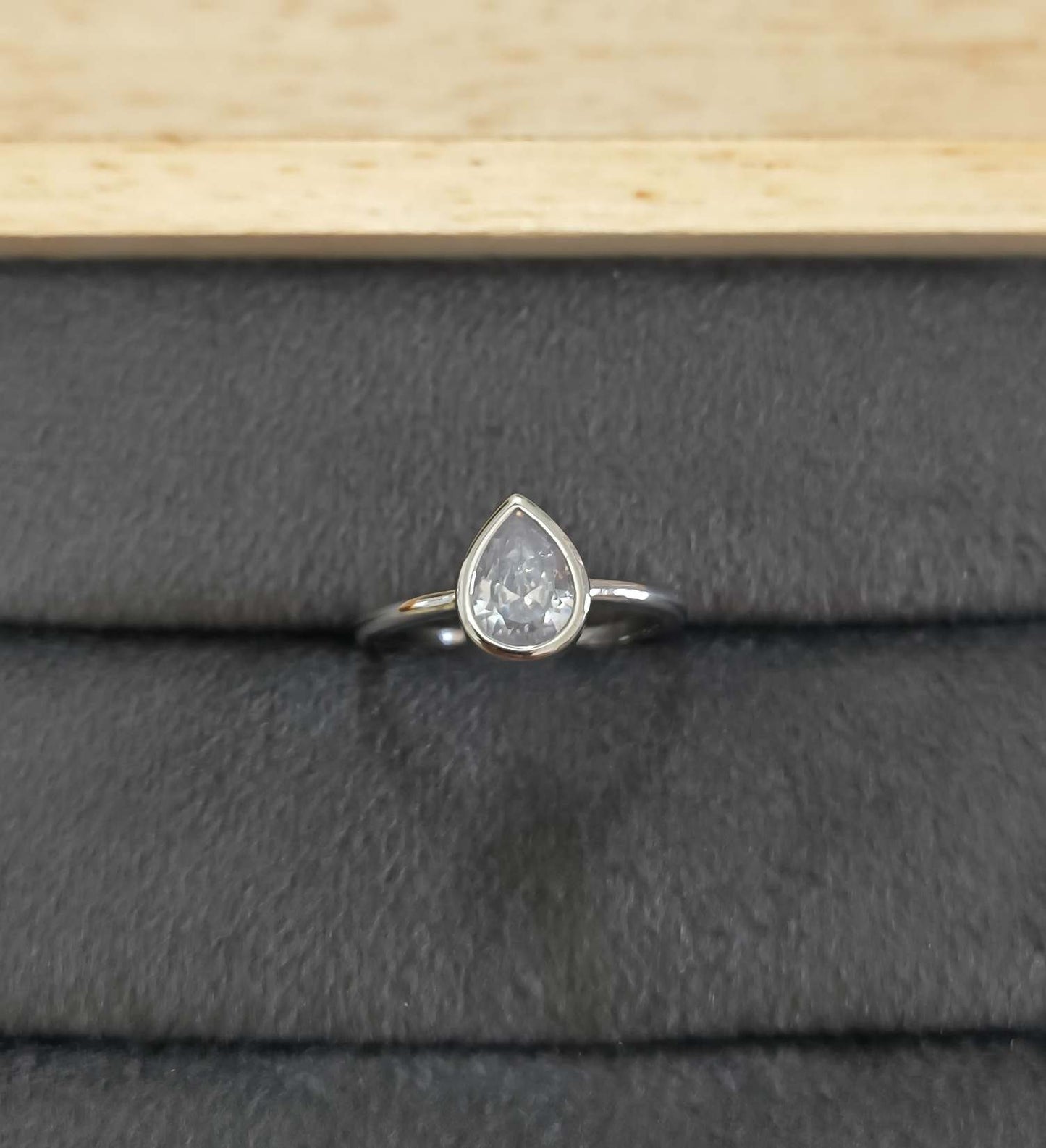 Premium Quality Sparkling Pear Cut Stone Ring Silver Plated