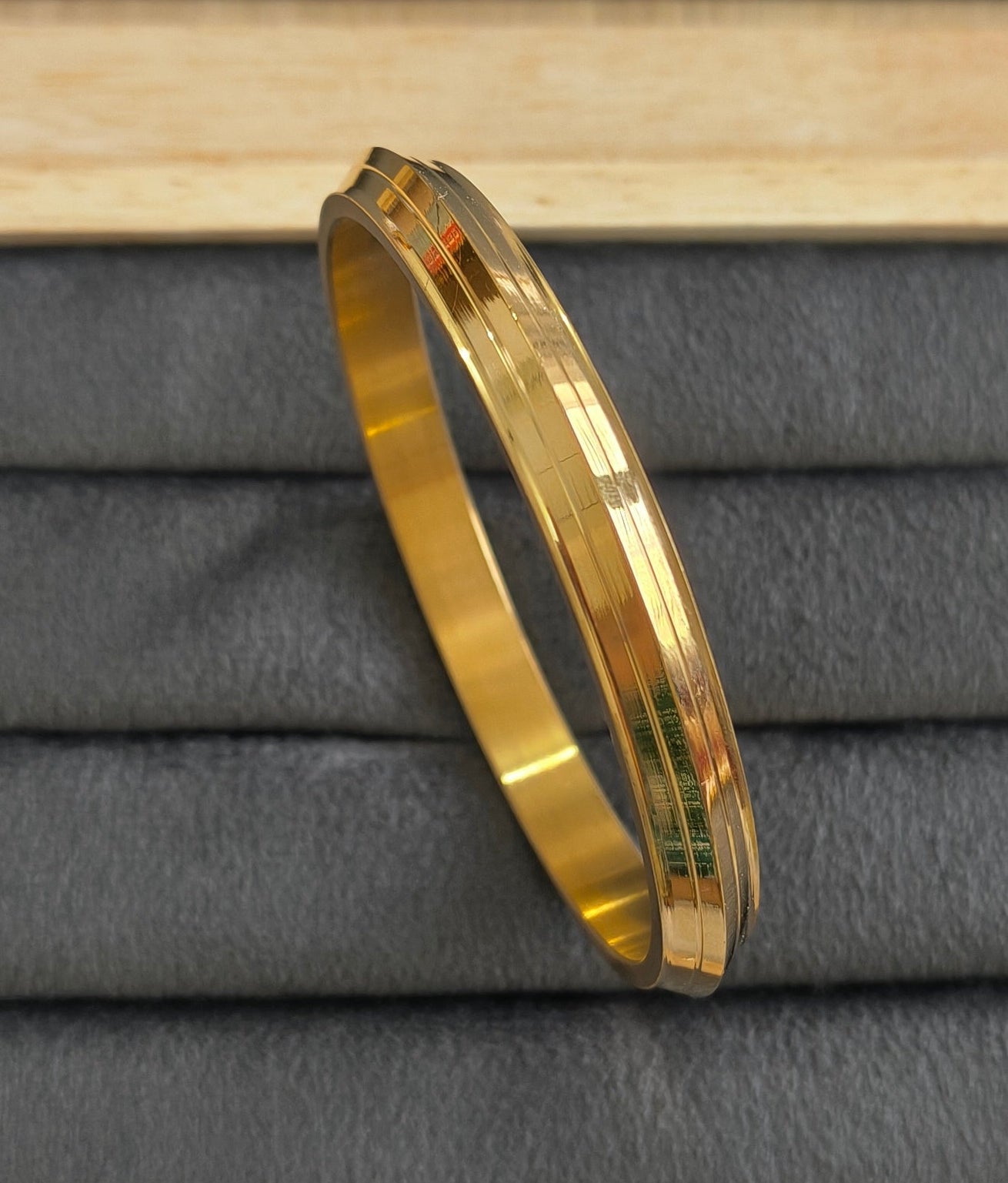 Pure Brass Gold Plated Heavy Punjabi Kada Bracelet  